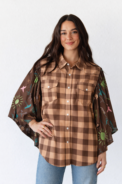 TH102 BROWN GINGHAM W/ NEON WESTERN (7 Piece)