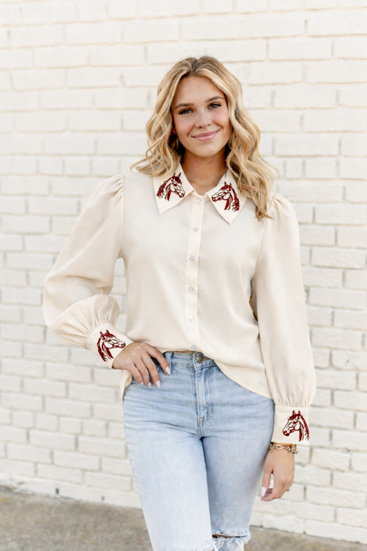 TH11 IVORY - HORSE EMBRO  (7 Piece)