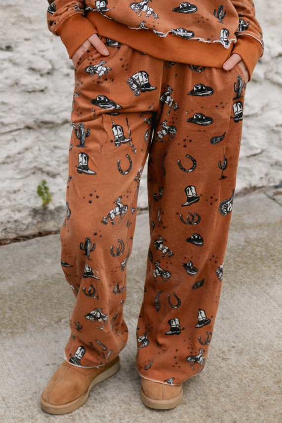 TH3402  RUST WESTERN PRINT PANT  (7 Piece)