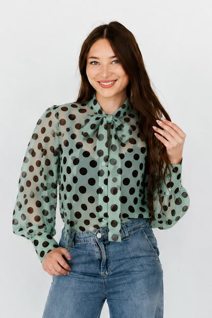 TH11-1 TURQ  POKA DOT WITH TIE TOP (7 PIECES)