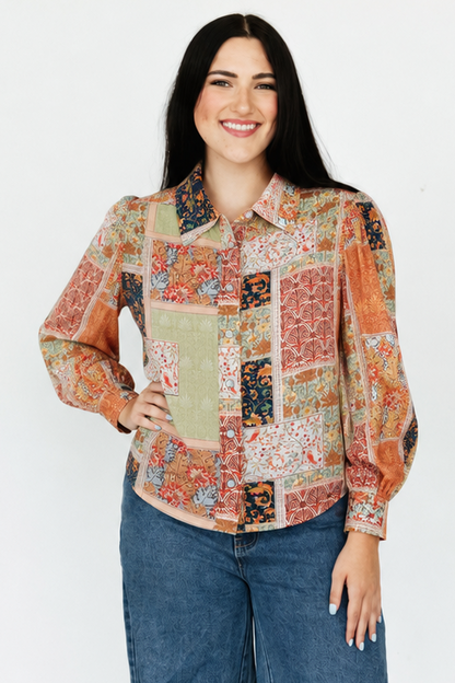 TH12 SAGE ORANGE PATCHWORK TOP (7 PIECE)