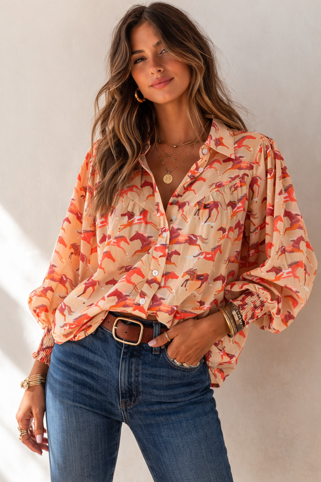 TH24 RUST PONY YOKE BLOUSE (7 Piece)