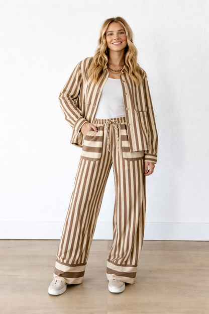 TH2109 BROWN /TAN  STRIPE PANT(7 Piece)