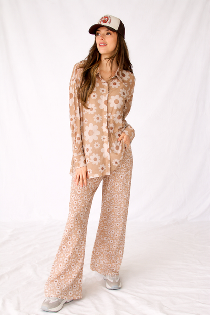 TH2109  RETRO BROWN FLOWER SET (6 Piece)