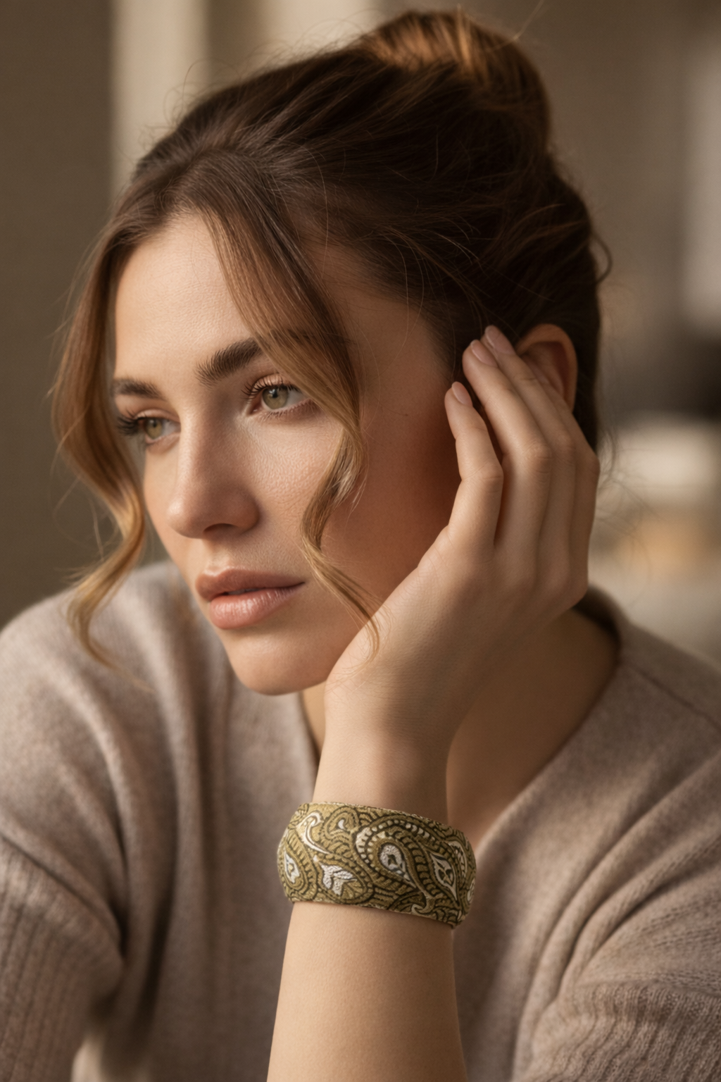 TH1154 FABRIC BANGLE - OLIVE