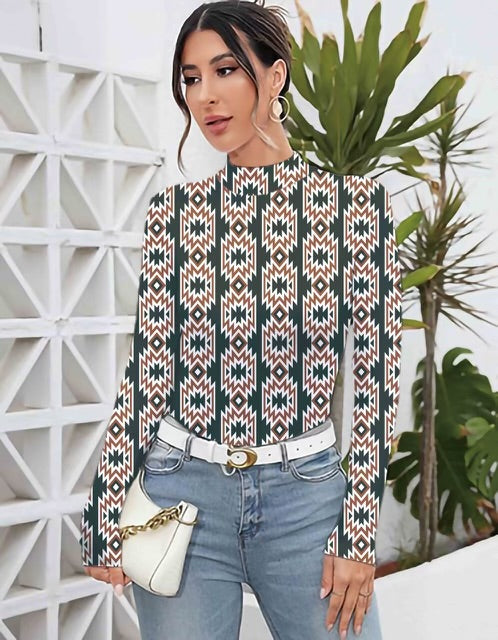 1221 MESH BLACK/NEUTRAL AZTEC TOP
