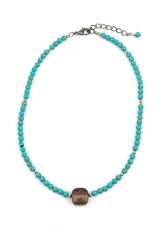 2261 N12 TURQUOISE BEADED NL WITH NATURANL FRONT STONE NL