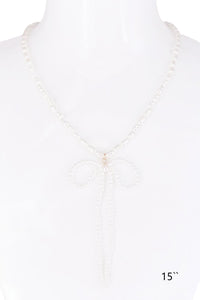 077 L46 PEARL RIBBON BOW NECKLACE