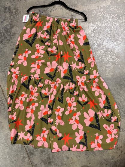 TH185 OLIVE FLORAL DOT SKIRT (7 PIECE)