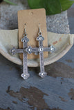 8232 E2-97 SILVER METAL CROSS WITH CRYSTAL ER