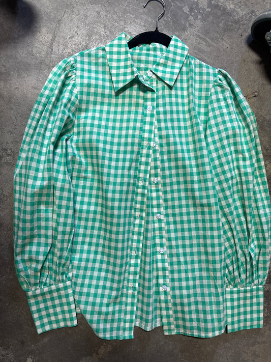 TH11-1 TURQUOISE GINGHAM TOP  (7 PIECE)