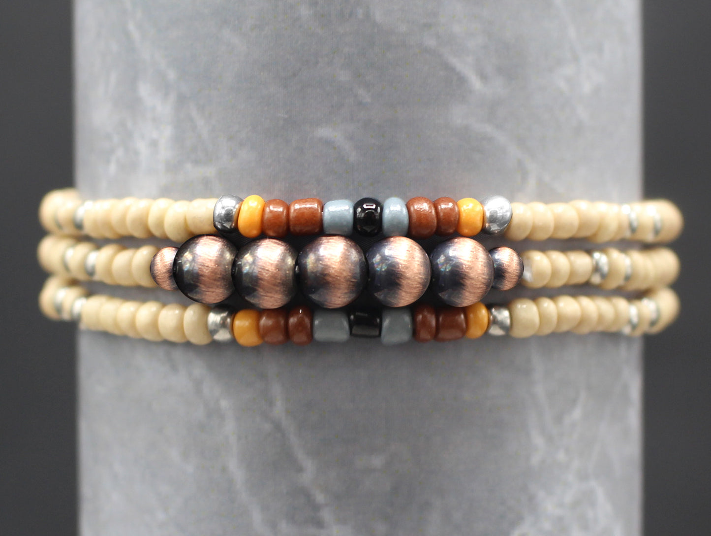 0081 (1) 3 SET SEED BEAD AZTEC STRETCH BRA