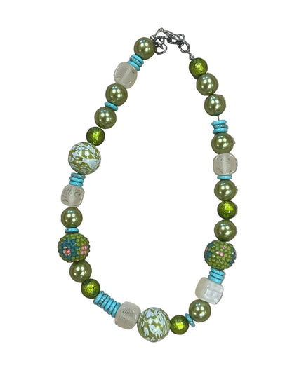 12549 Multicolor Iridescent Beaded Necklace