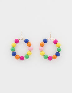 4456 R2-45 Multicolor Wooden Bead Hoop Earrings