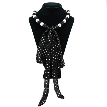 60057 HH-269 BLACK POLKA DOT SCARF NL