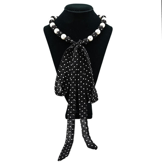 60057 HH-269 BLACK POLKA DOT SCARF NL