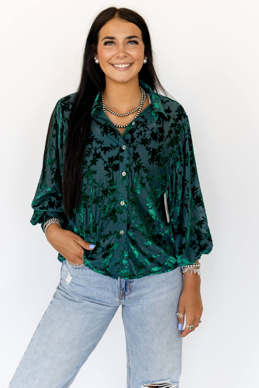 TH23 Velvet Burnout Blouse Green (7)