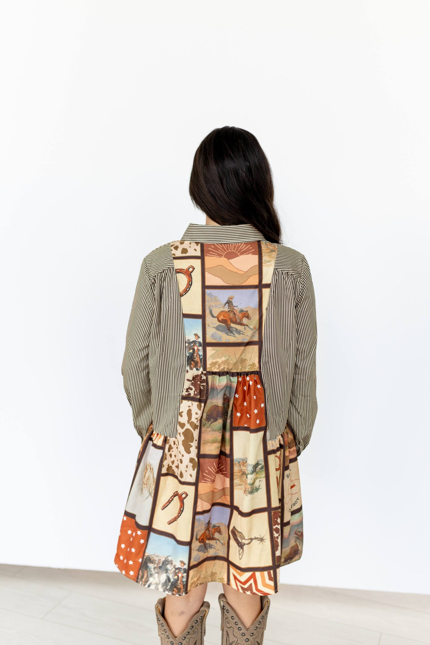 TH5010 S315 BROWN SQUARE DRESS LS (1 Piece)