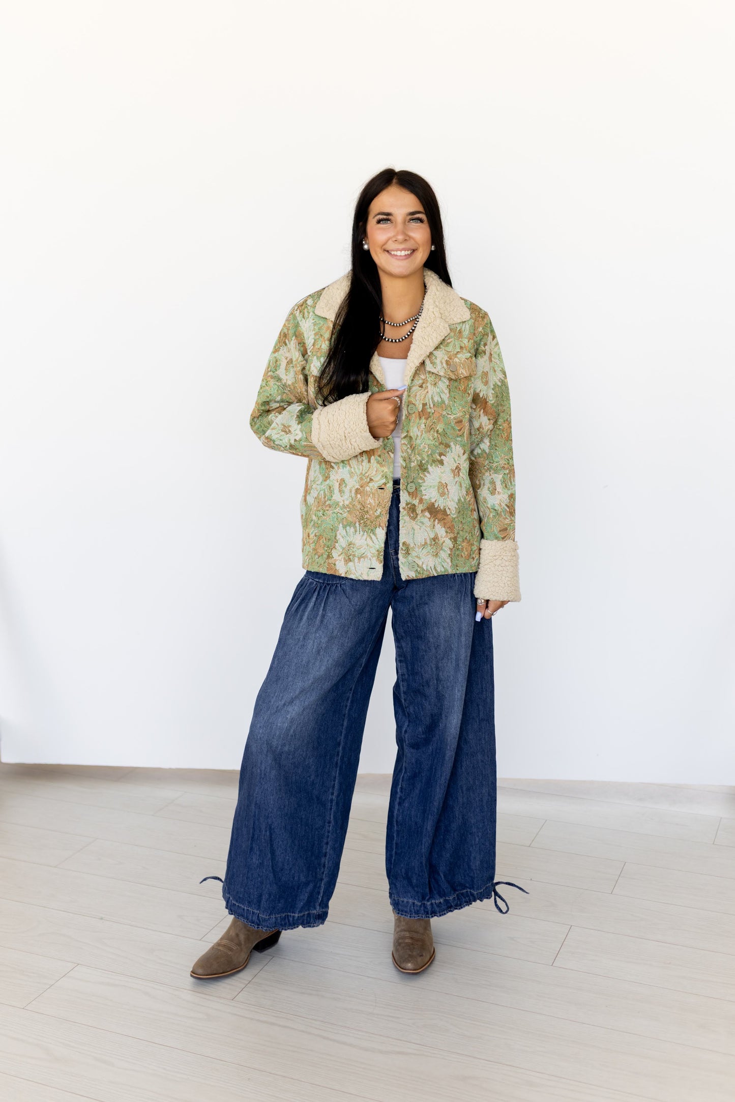 TH018 VINTAGE FLORAL SHERPA JACKET(7 Piece)