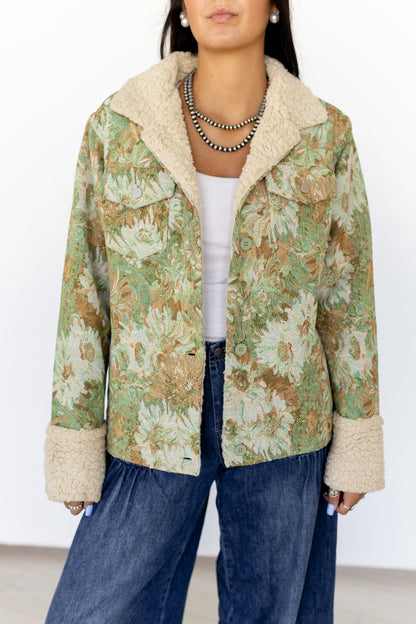TH018 VINTAGE FLORAL SHERPA JACKET(7 Piece)