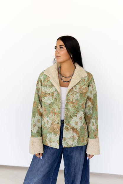 TH018 VINTAGE FLORAL SHERPA JACKET(7 Piece)