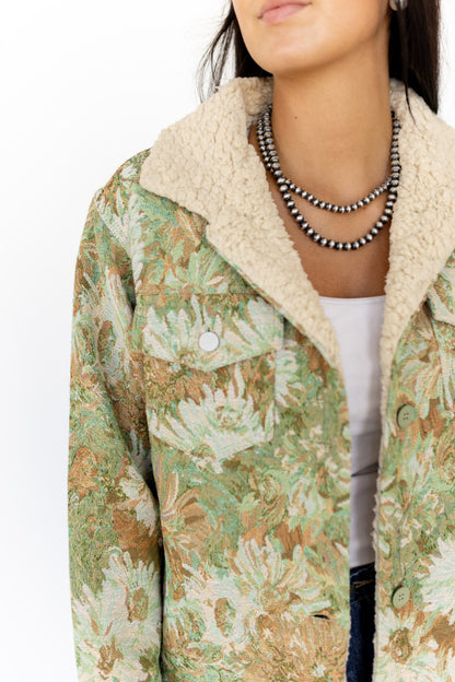 TH018 VINTAGE FLORAL SHERPA JACKET(7 Piece)