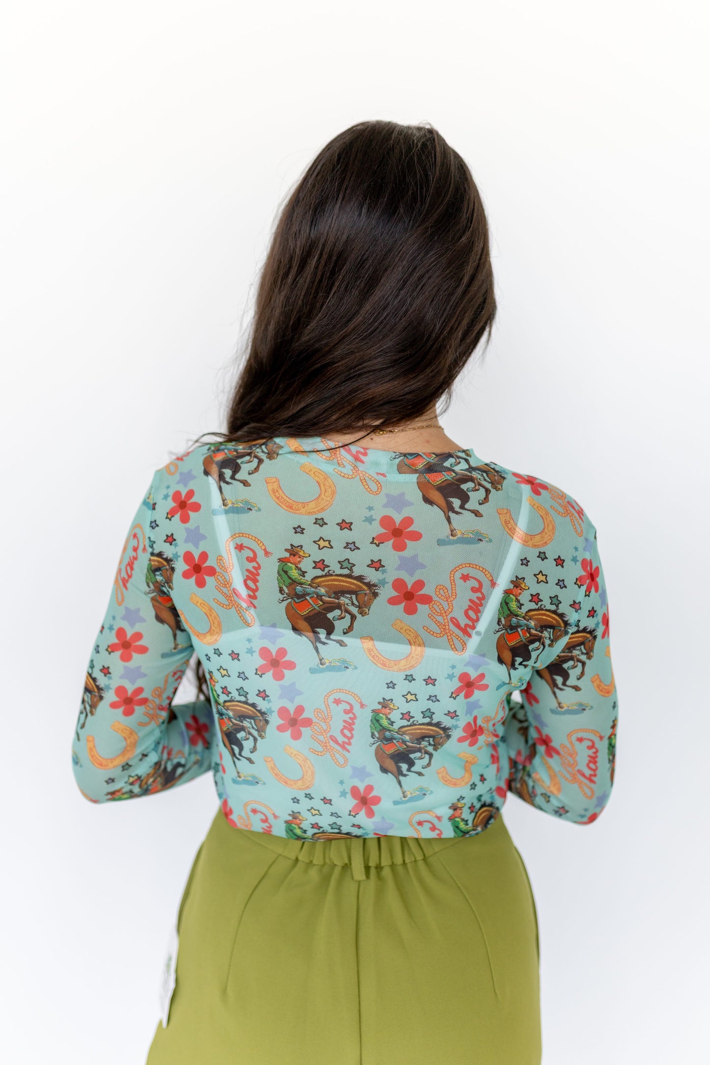 TH1221 TURQUOISE  HORSESHOE YEEHAW MESH TOP(7 Piece)