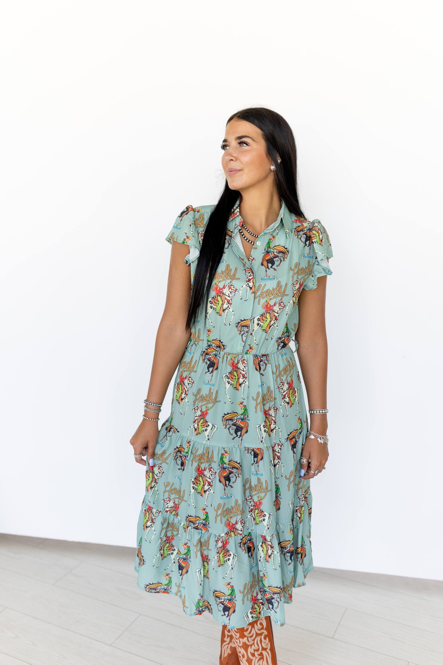 TH83 S184 FLUTTER SLEEVE DRESS HOWDY  (1 Pieces)