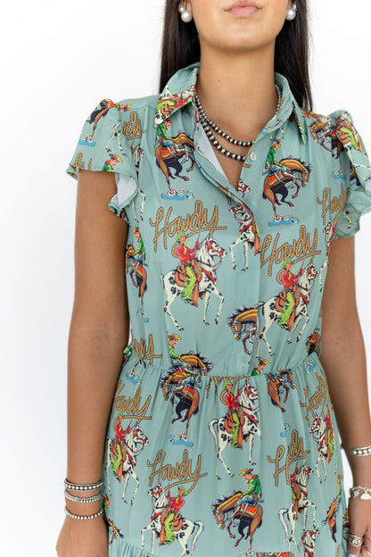 TH83 S184 FLUTTER SLEEVE DRESS HOWDY  (1 Pieces)