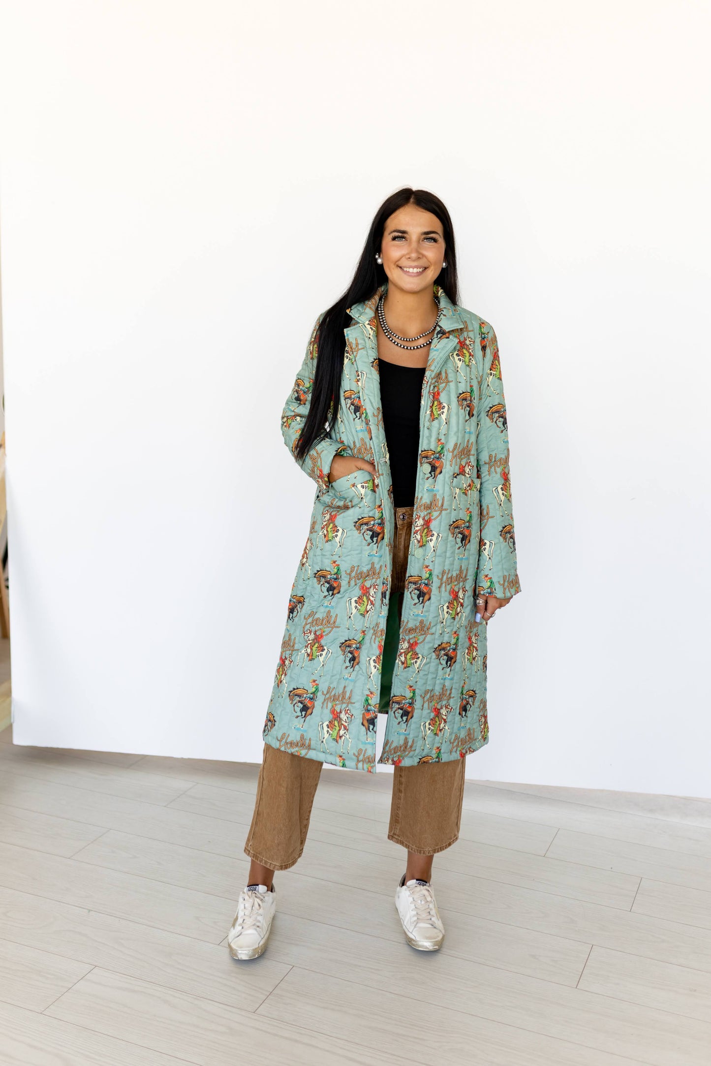 TH1075 TEAL HOWDY LONG QUIITED JACKET (7 Piece)