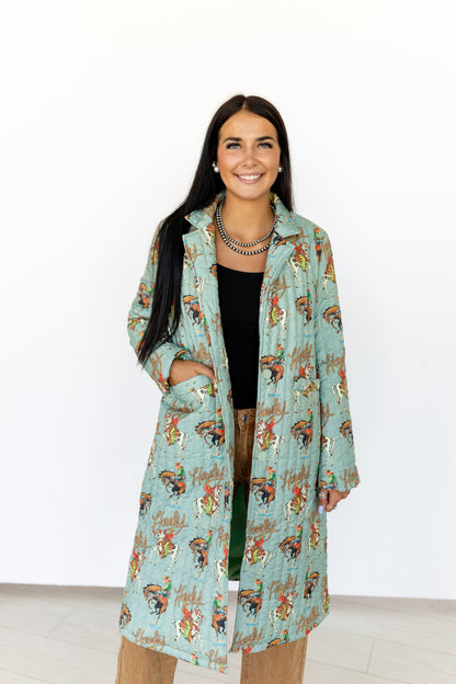TH1075 TEAL HOWDY LONG QUIITED JACKET (7 Piece)