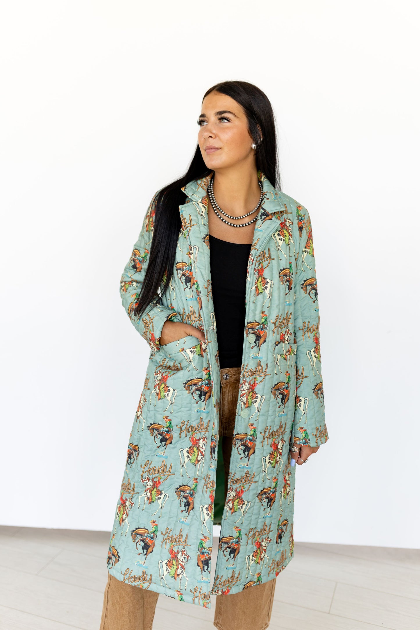 TH1075 TEAL HOWDY LONG QUIITED JACKET (7 Piece)