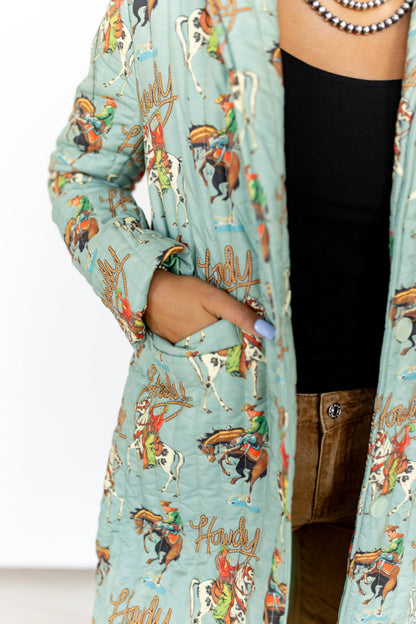 TH1075 TEAL HOWDY LONG QUIITED JACKET (7 Piece)