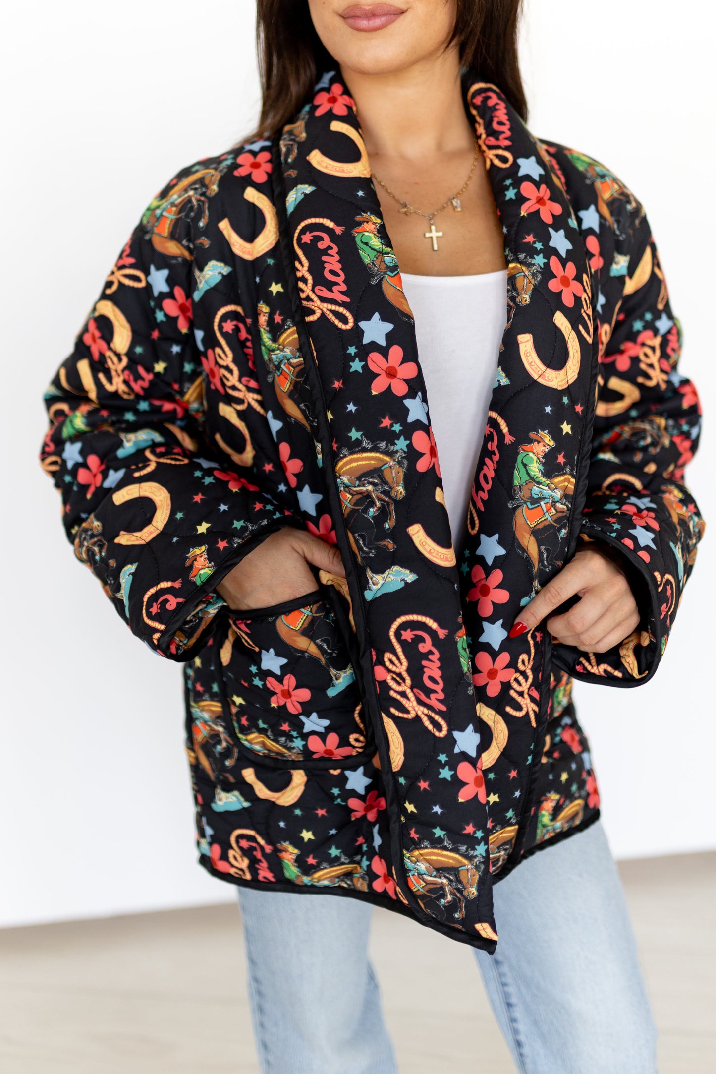 TH1070 S268 BLACK YEEHAW QUITTED JACKET (1 Piece)