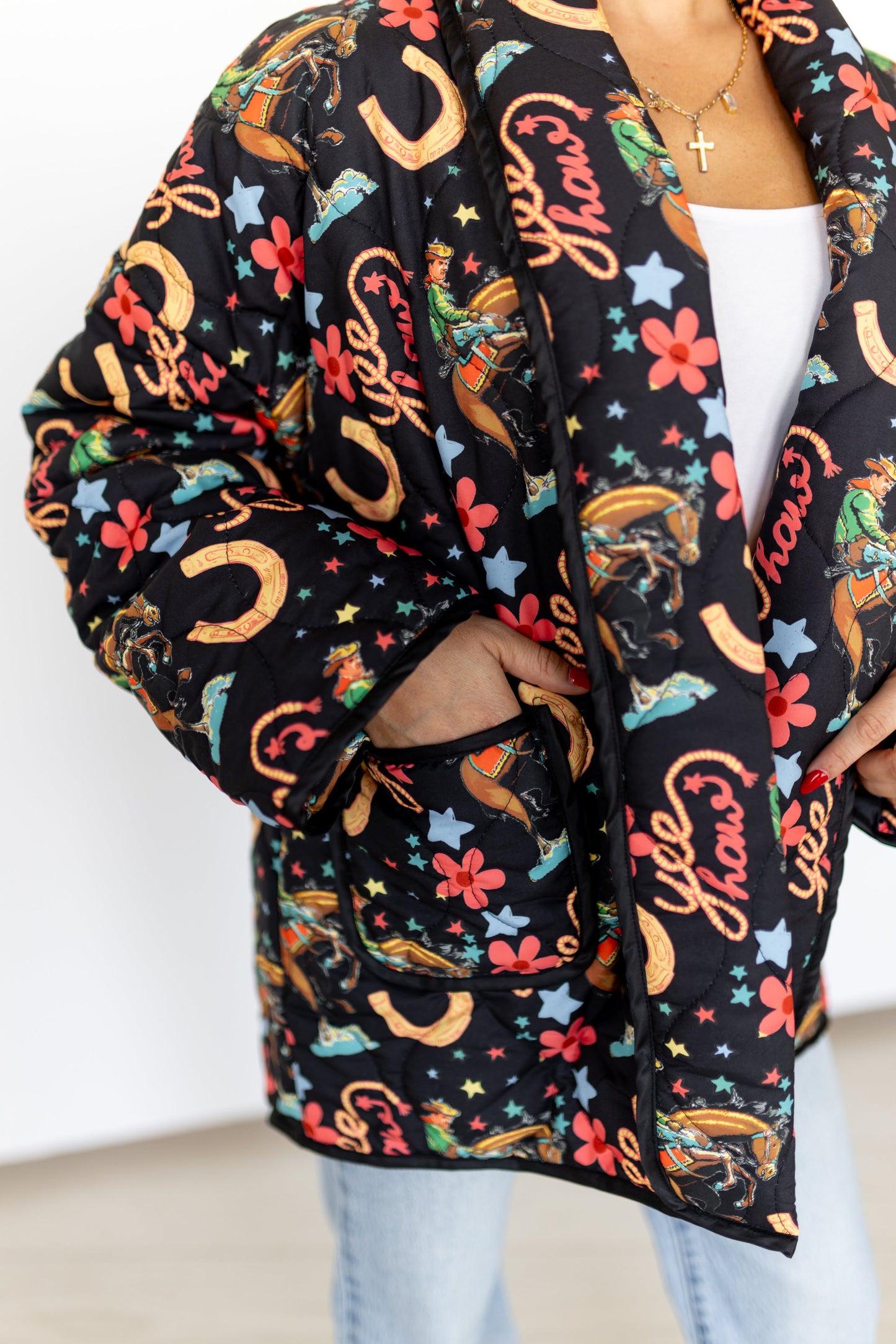 TH1070 S268 BLACK YEEHAW QUITTED JACKET (1 Piece)