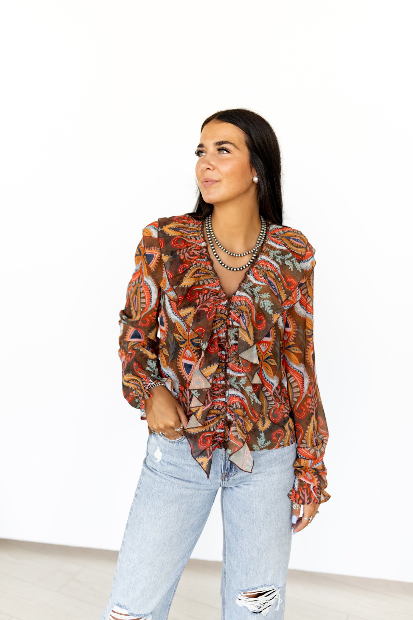 TH008 ABSTRACT FUFFLE BLOUSE (7 Piece)