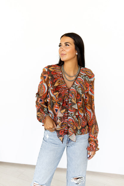 TH008 ABSTRACT FUFFLE BLOUSE (7 Piece)