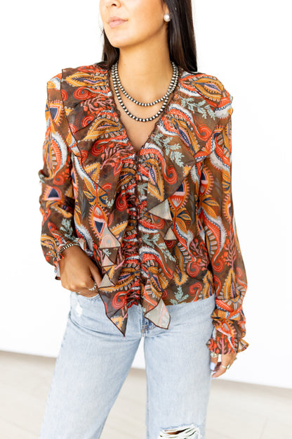 TH008 ABSTRACT FUFFLE BLOUSE (7 Piece)