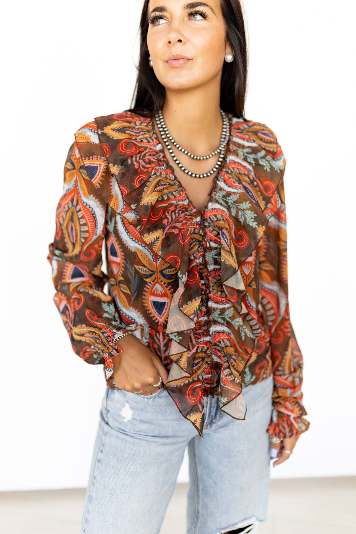 TH008 ABSTRACT FUFFLE BLOUSE (7 Piece)