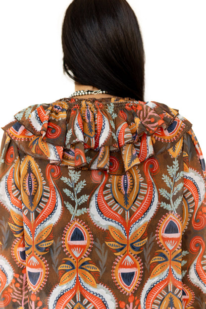 TH008 ABSTRACT FUFFLE BLOUSE (7 Piece)