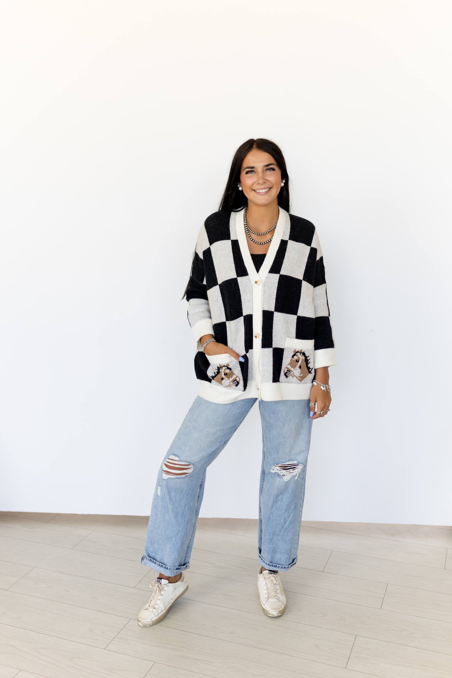 TH2977 BLACK CHECK HORSE(7 Piece)