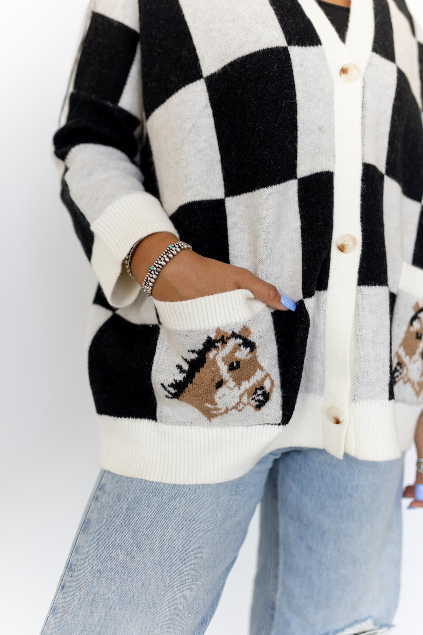 TH2977 BLACK CHECK HORSE(7 Piece)