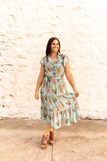 TH83 S184 FLUTTER SLEEVE DRESS HOWDY  (1 Pieces)