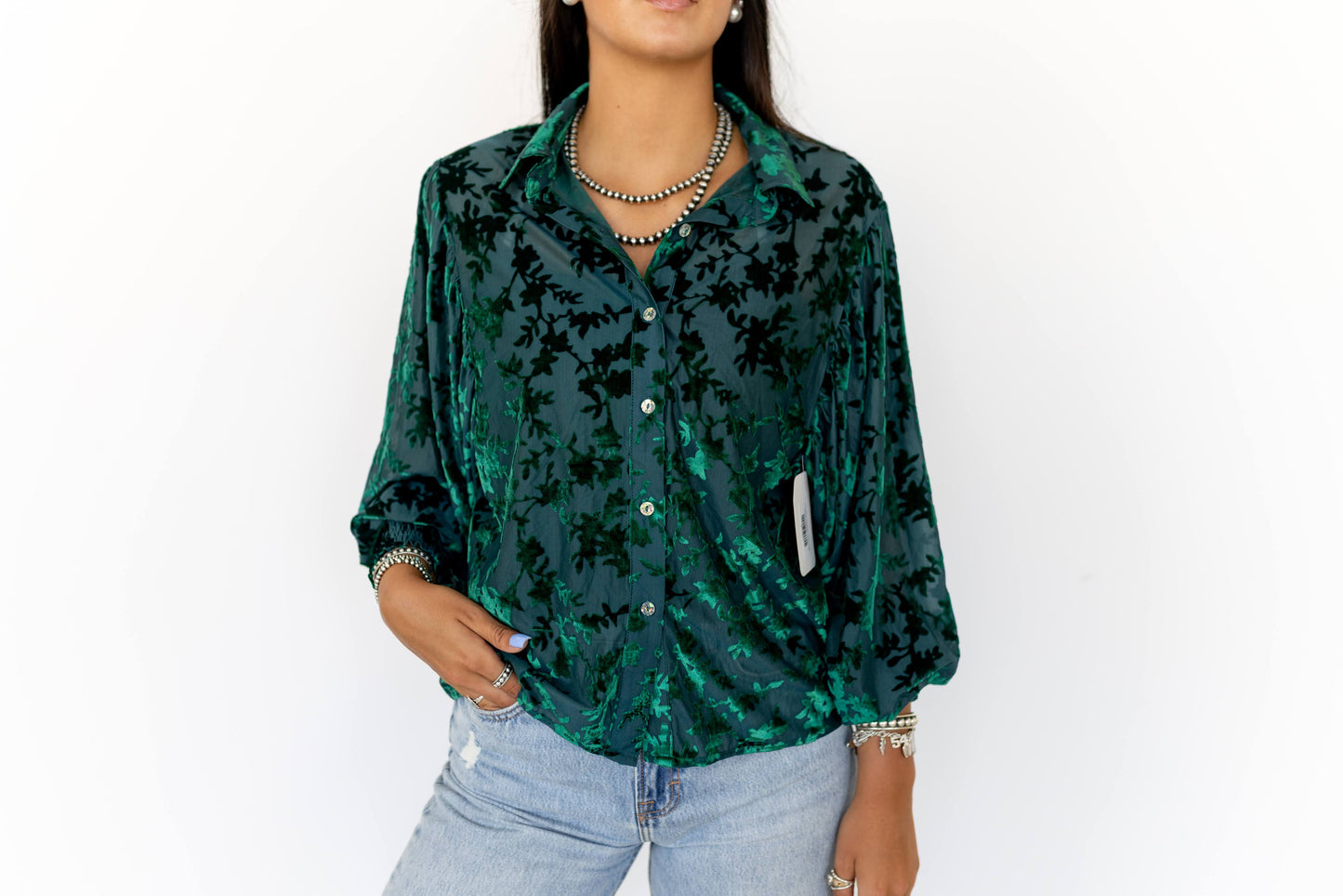 TH23 S319 VELVET BURNOUT GREEN (1 PIECE)