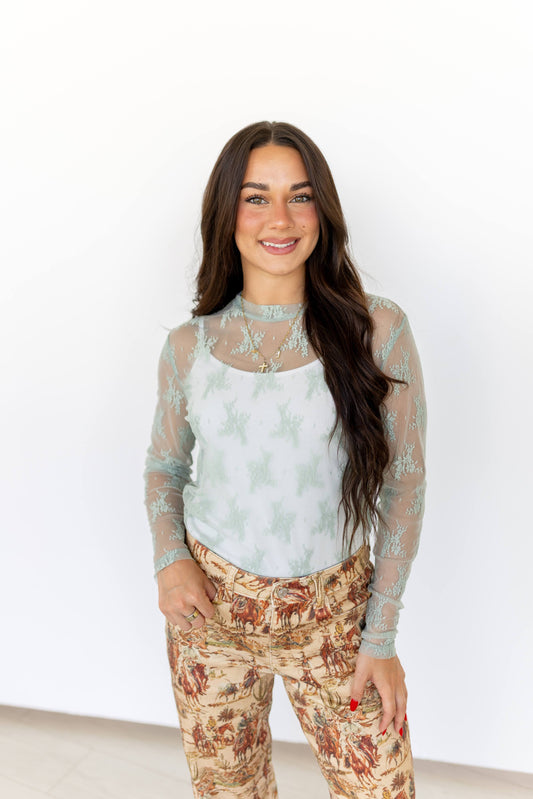 TH1221 S215 LACE TOPS Sage (1 Piece)