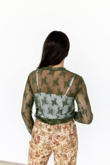 TH1221 S216 LACE TOPS Olive (1 Piece)