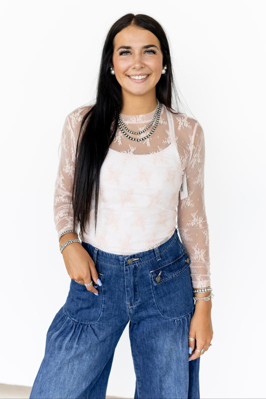 TH1221 R13 LACE TOPS DUSTY PINK ( 7 PIECE)