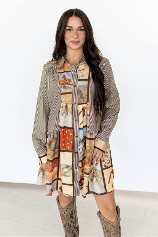 TH5010 BROWN SQUARE DRESS LS (7 Piece)