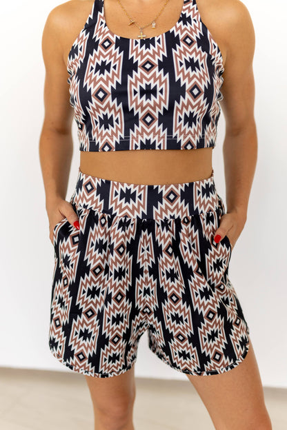 VR6  BLACK  AZTEC ACTIVE SHORTS(7 Piece)