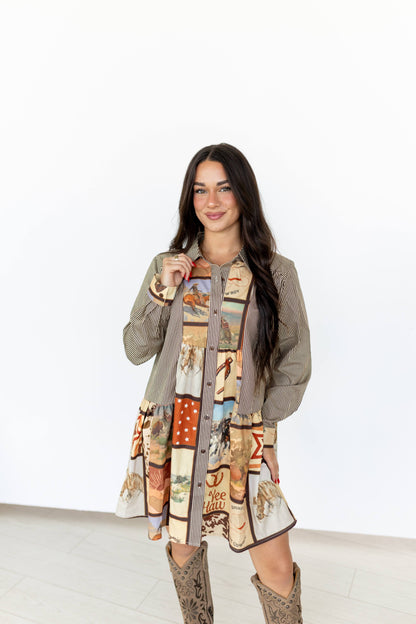 TH5010 S315 BROWN SQUARE DRESS LS (1 Piece)